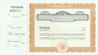 Goes® 721 Brown Panel Stock Certificates - Shares Text 