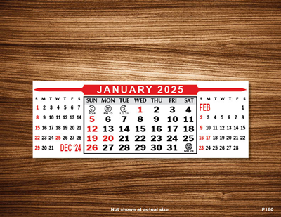 P180S Standard Date Calendar Pad w/ Adhesive Back