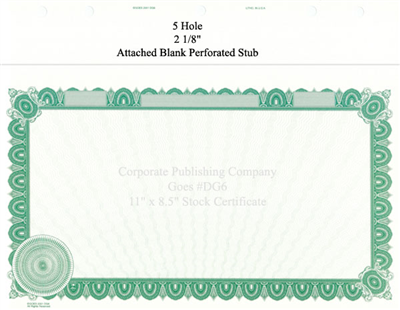 Goes® DG6 Green Corporate Certificates - No Text