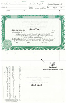 Goes® DG2 Green Corporate Certificates -Share Text