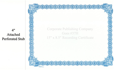 Goes® 37H Blue Medallion Certificate