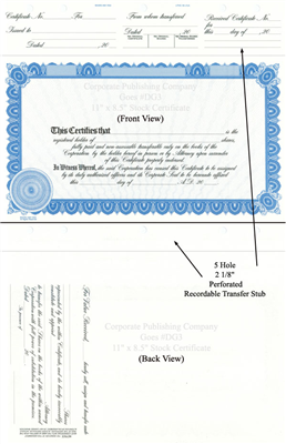 Goes® DG3 Blue Corporate Certificates