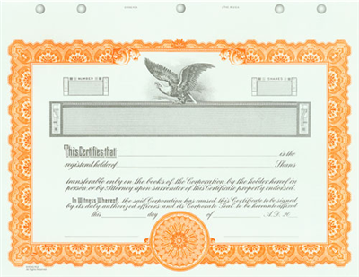 Goes® KG4 Orange Corporate Stock Certificates