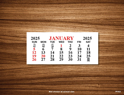 P163S Standard Date Calendar Pad w/ Adhesive Back
