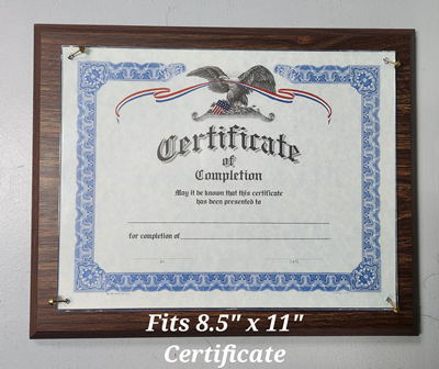 Walnut Deluxe Certificate Plaque (11" x 8.5")