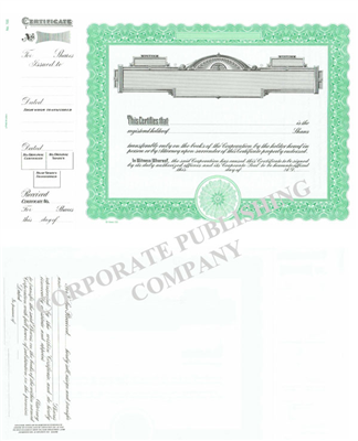 Goes® 725  Green Panel Shares Text Stock Certificate