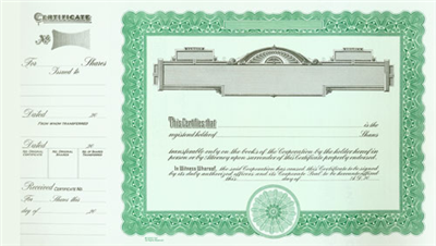 Goes® 722 Green Panel Stock Certificate Shares Text 