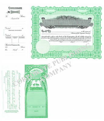 Goes® 133 Green Panel Capital Stock Certificates